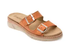 Papuci SUAVE portocalii, MOSTAR, din piele naturala imagine