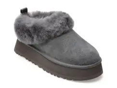 Papuci UGG gri, TAZZELLE, din piele intoarsa imagine