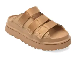 Papuci UGG maro, GOLDENGLOW SLIDE, din piele ecologica imagine