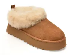 Papuci UGG maro, TAZZELLE, din piele intoarsa imagine
