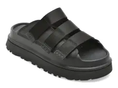 Papuci UGG negri, GOLDENGLOW SLIDE, din piele ecologica imagine