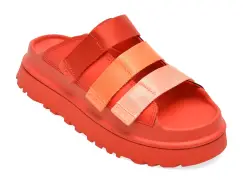 Papuci UGG rosii, GOLDENGLOW SLIDE, din piele ecologica imagine
