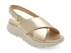 Sandale CLARKS aurii, DASH LITE WISH, din piele naturala imagine