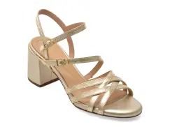 Sandale CLARKS aurii, EZORIA STRAP, din piele naturala imagine