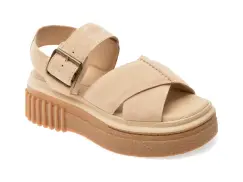 Sandale CLARKS bej, EVAMWIS, din piele intoarsa imagine