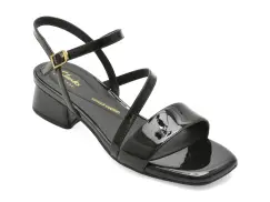 Sandale CLARKS negre, SERINA 35 STRAP, din piele naturala lacuita imagine