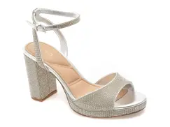 Sandale elegante ALDO argintii, ALLURING 040, din material textil imagine
