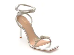 Sandale elegante ALDO argintii, BARRONA 040, din material textil imagine