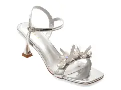 Sandale elegante EPICA argintii, 9178, din piele ecologica imagine