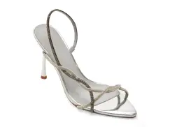 Sandale elegante EPICA argintii, 9183, din material textil imagine