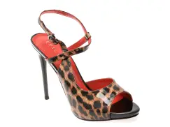 Sandale elegante EPICA maro, E294, din piele naturala lacuita imagine