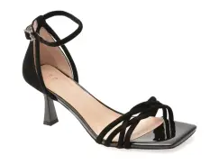 Sandale elegante EPICA negre, 5KL740, din piele intoarsa imagine