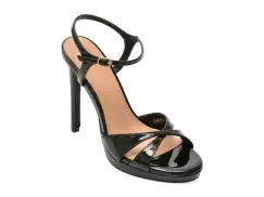 Sandale elegante EPICA negre, 999, din piele ecologica lacuita imagine