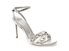 Sandale elegante GRYXX argintii, 73132, din piele ecologica imagine