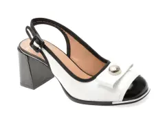 Sandale EPICA alb-negru, 6020232, din piele naturala lacuita imagine