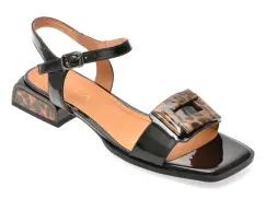 Sandale EPICA negre, D175, din piele naturala lacuita imagine
