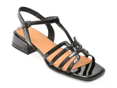 Sandale EPICA negre, D71, din piele naturala lacuita imagine