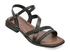 Sandale EPICA negre, D755, din piele naturala imagine