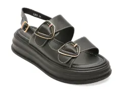 Sandale EPICA negre, L202, din piele naturala imagine