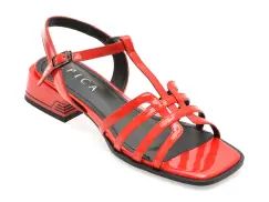 Sandale EPICA rosii, D71, din piele naturala lacuita imagine