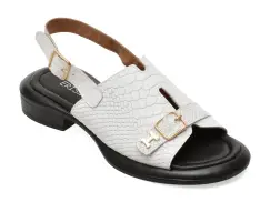 Sandale ERISMA albe, 1954195, din piele croco imagine