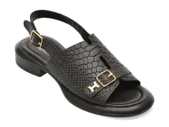 Sandale ERISMA negre, 1954195, din piele croco imagine