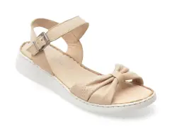 Sandale EVIDA bej, EVP104, din piele naturala imagine