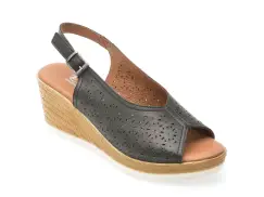 Sandale EVIDA negre, EV2866, din piele naturala imagine