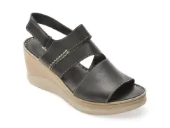 Sandale EVIDA negre, EV4029, din piele naturala imagine