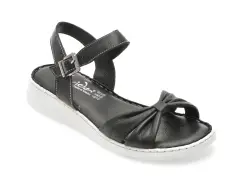 Sandale EVIDA negre, EVP104, din piele naturala imagine