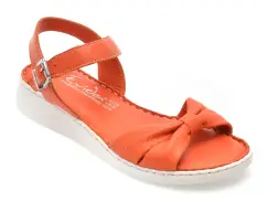 Sandale EVIDA portocalii, EVP104, din piele naturala imagine