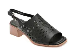 Sandale FLAVIA PASSINI negre, 1045C32, din piele naturala imagine