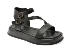 Sandale FLAVIA PASSINI negre, 1143H28, din piele naturala imagine