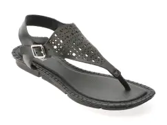 Sandale FLAVIA PASSINI negre, 367702, din piele naturala imagine