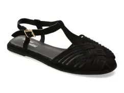 Sandale FLAVIA PASSINI negre, A397, din material textil si piele naturala imagine