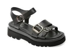 Sandale FLAVIA PASSINI negre, V755G37, din piele naturala imagine