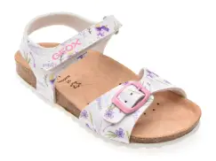 Sandale GEOX albe, J028MC, din piele ecologica imagine