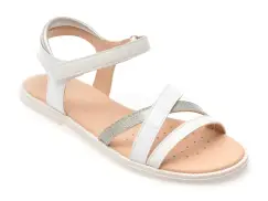 Sandale GEOX albe, J5235D, din piele ecologica imagine