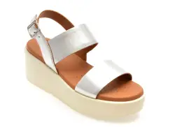 Sandale GEOX argintii, D45M1A, din piele naturala imagine