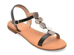 Sandale GEOX negre, D65LXE, din piele naturala imagine