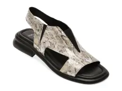 Sandale GOLD DEER alb-negru, 22025, din piele naturala imagine