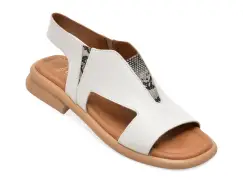 Sandale GOLD DEER albe, 22025, din piele naturala imagine