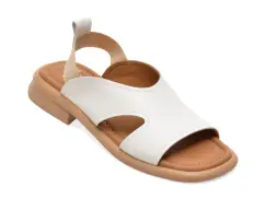 Sandale GOLD DEER albe, 22026, din piele naturala imagine