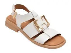 Sandale GOLD DEER albe, 22039, din piele naturala imagine