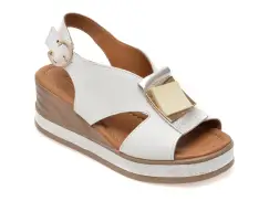 Sandale GOLD DEER albe, 22070, din piele naturala imagine