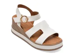 Sandale GOLD DEER albe, 22075, din piele naturala imagine
