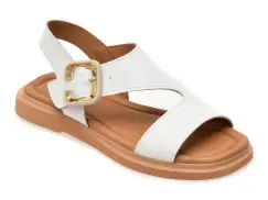 Sandale GOLD DEER albe, 22081, din piele naturala imagine