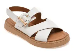 Sandale GOLD DEER albe, 22082, din piele naturala imagine