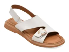Sandale GOLD DEER albe, 22083, din piele naturala imagine