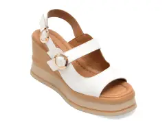 Sandale GOLD DEER albe, 22086, din piele naturala imagine